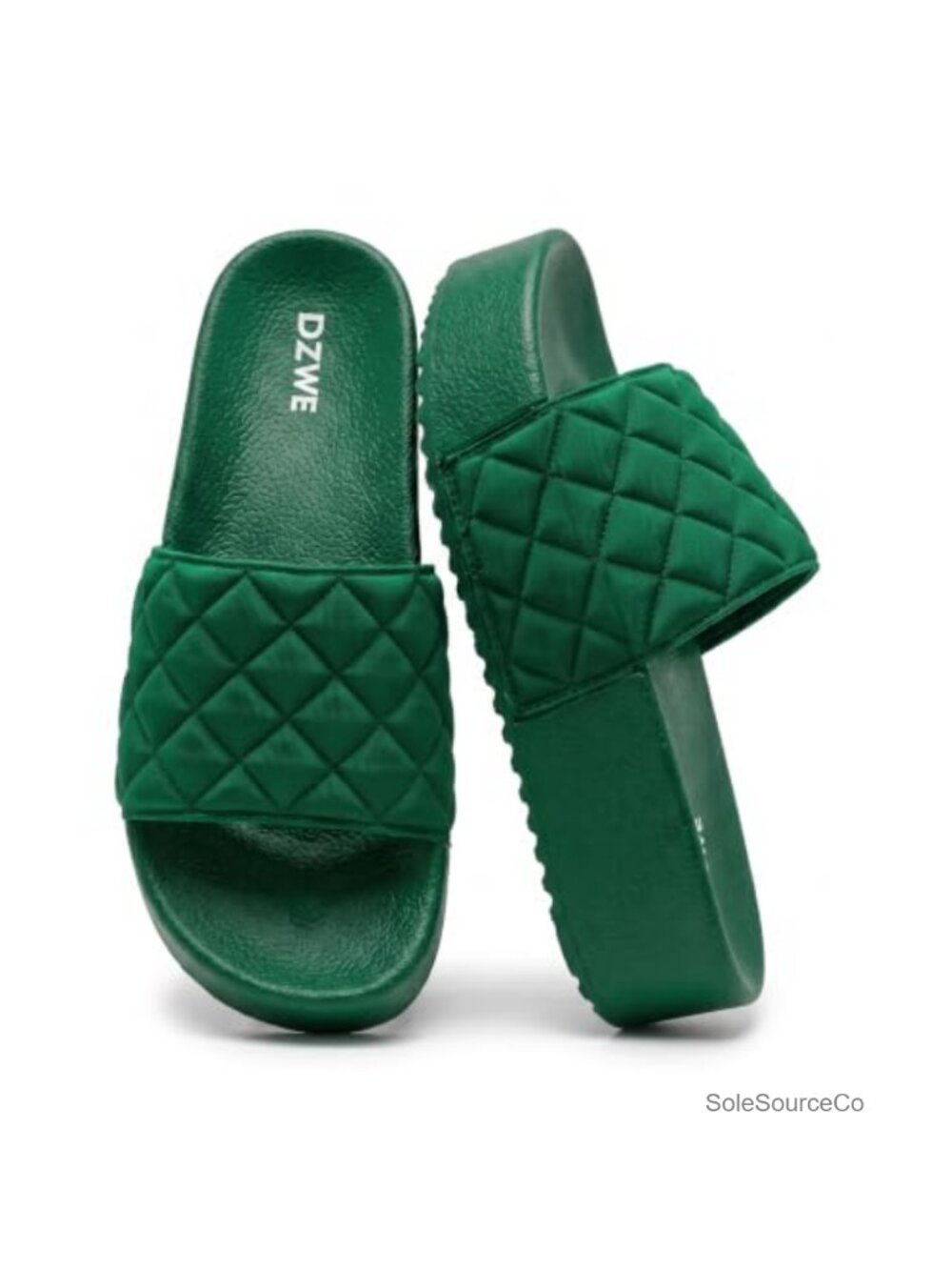 Platform Sandals Women Quilted Slide Open Toe Cushioned Chunky Sole
